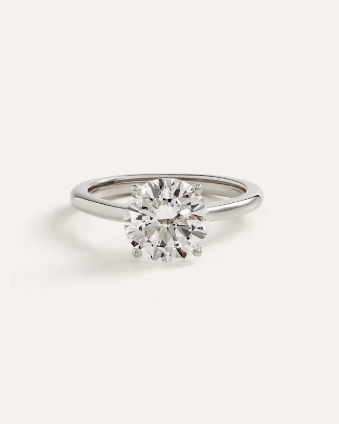 White Gold Lab Grown Diamond Round Trellis Cathedral Engagement Ring - 2.5ct
