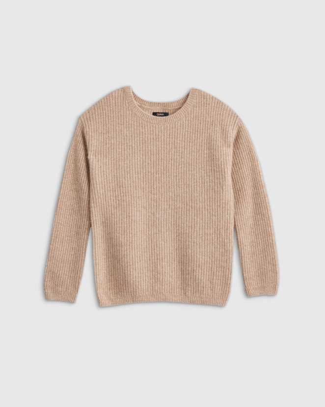 Oatmeal Washable Cashmere Fisherman Tunic Sweater