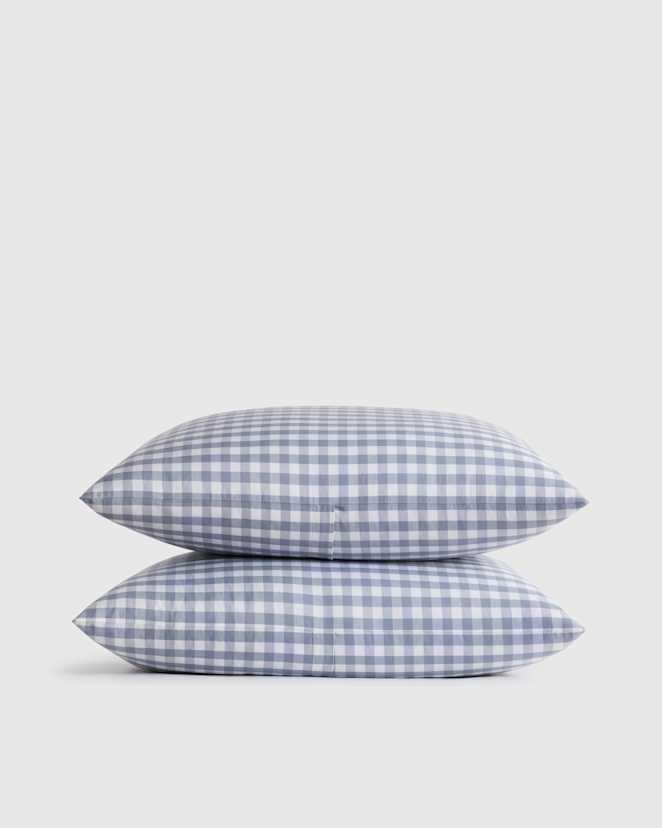 Mineral Organic Crisp Percale Gingham Sham Set
