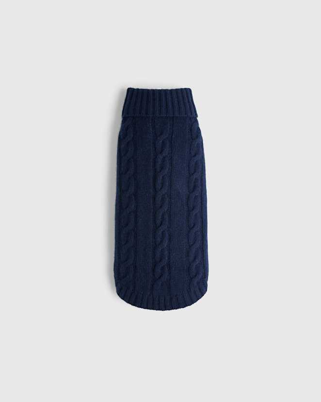 True Navy Pull pour chien en tricot torsadé de cachemire de Mongolie
