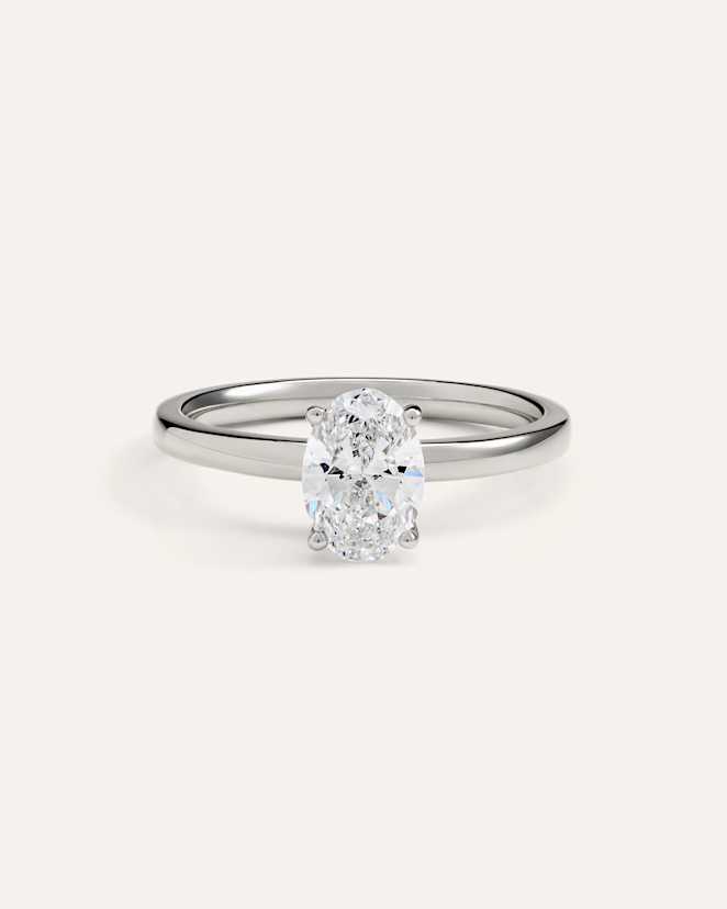 White Gold Lab Grown Diamond Oval Comfort Fit Engagement Ring - 1ct
