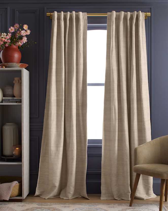 Sand Raw Silk Room Darkening Curtain