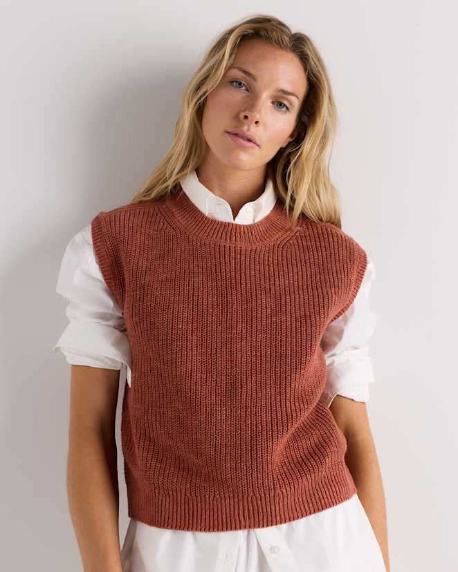 Canyon Burnt Orange Cotton Linen Sweater Tank