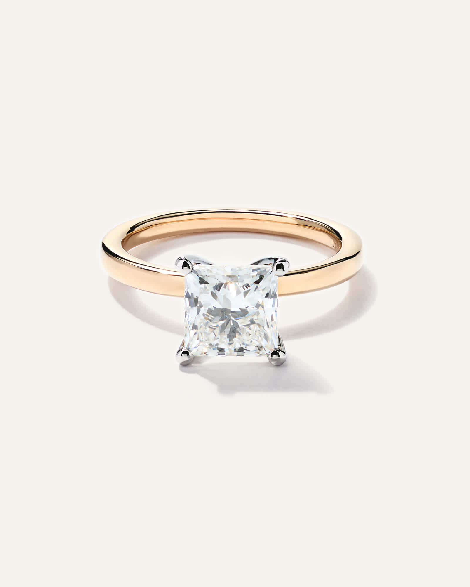 Yellow Gold Lab Grown Diamond Princess Comfort Fit Engagement Ring - 2ct