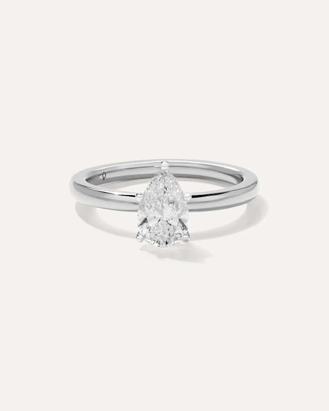 Platinum Lab Grown Diamond Pear Comfort Fit Engagement Ring - 1ct