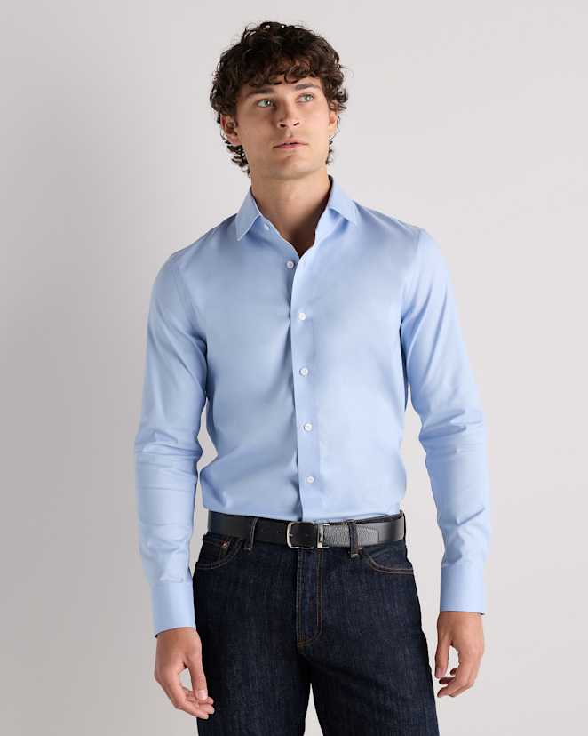 Pale Blue Organic Cotton Oxford Non-Iron Dress Shirt