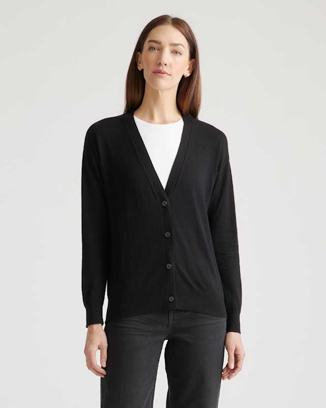 Black Lightweight Cotton Cashmere Cardigan