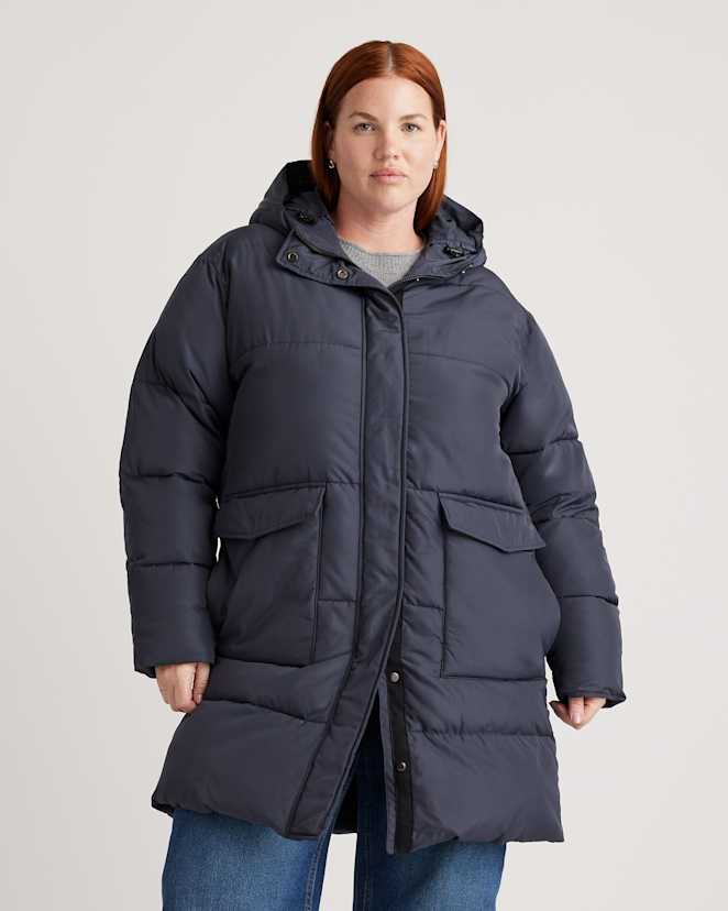Navy Featherless Long Puffer Parka