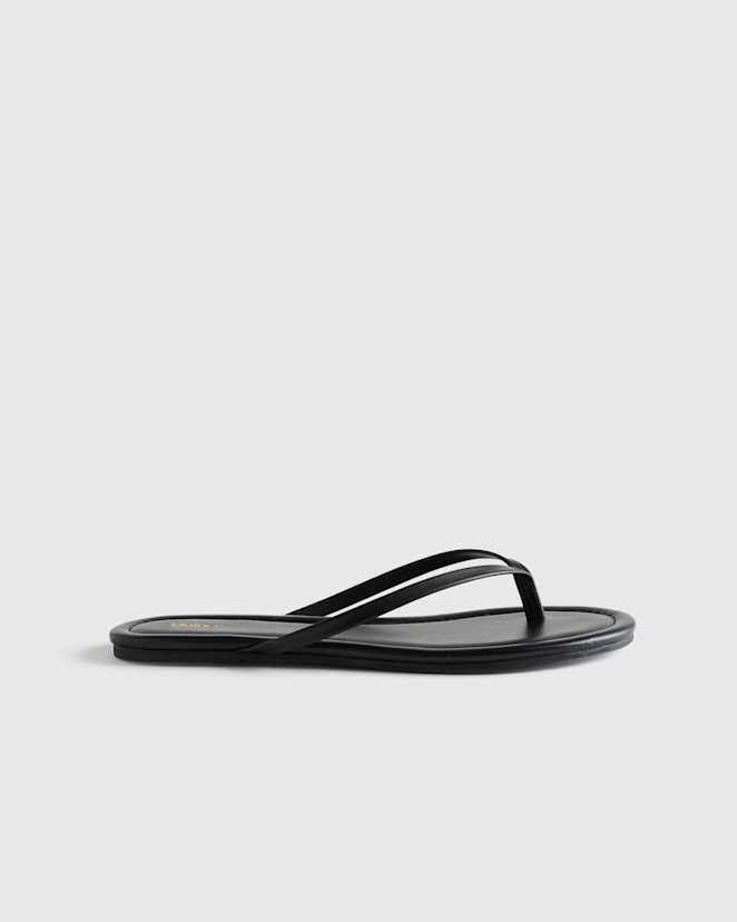 Black Italian Leather Flip Flops