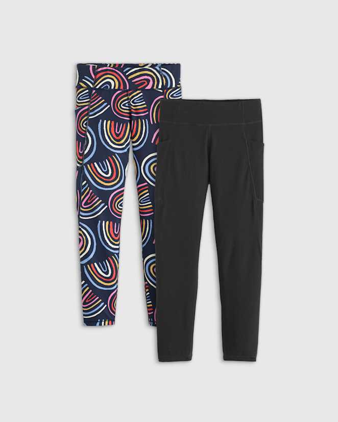 Multi Rainbow/Black Girls Ultra-Form Active Pocket Leggings 2-Pack