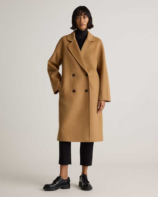 Caramel Italian Wool Double-Breasted Slouch Coat