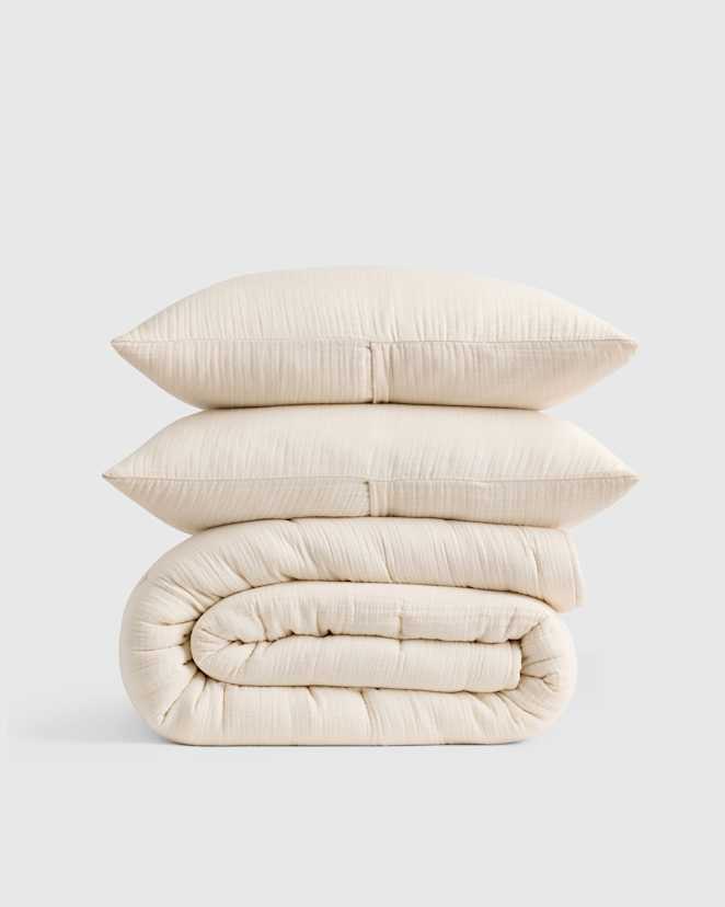 Undyed Organic Airy Gauze Dream Quilt Set