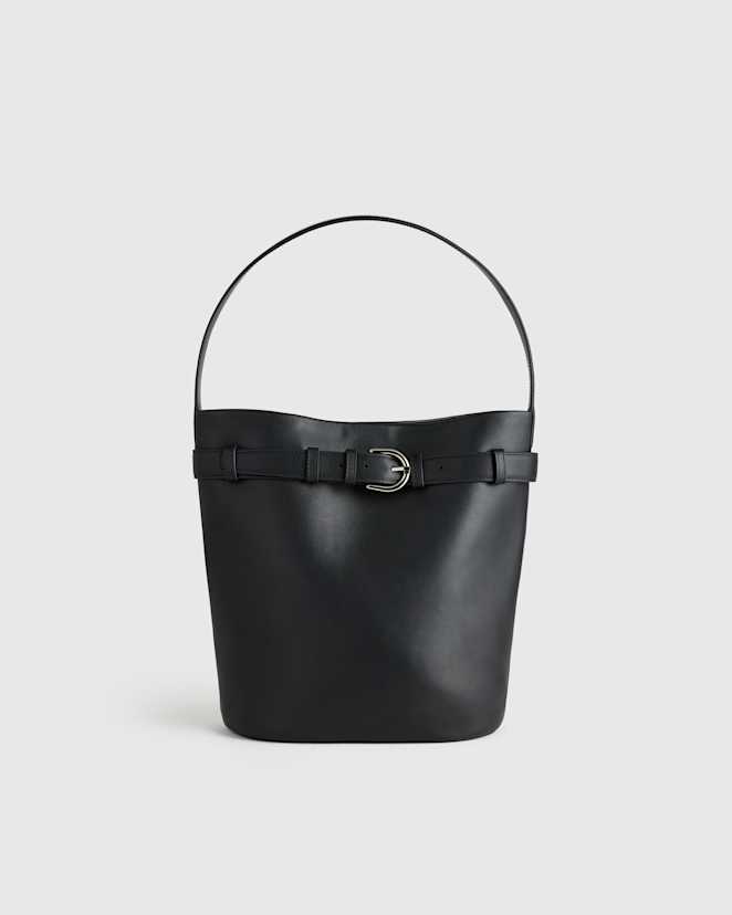 Black Chiara Belted Bucket Bag