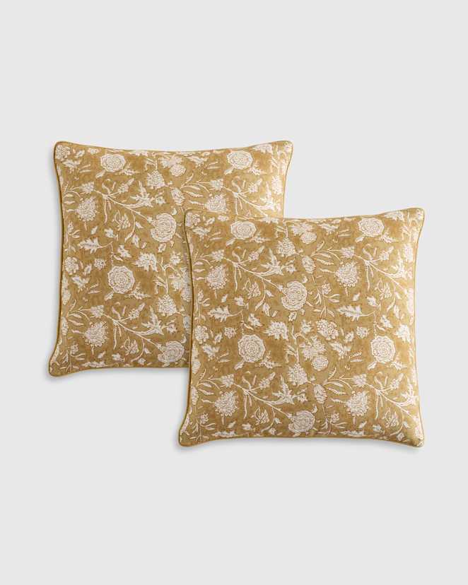 Honey Linen Cotton Botanical Pillow Cover (Set of 2)