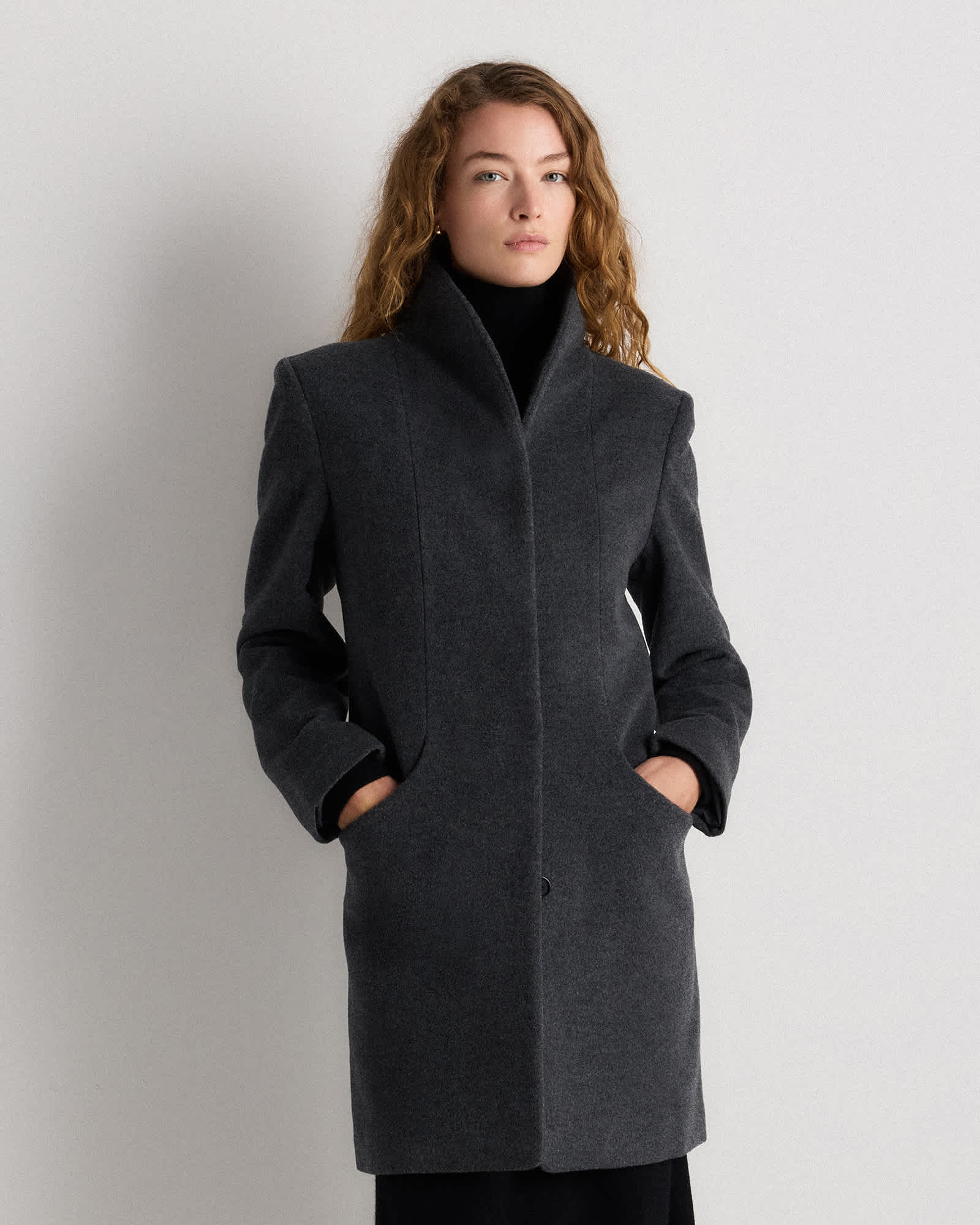 Heather Charcoal Wool Cashmere Cocoon Coat