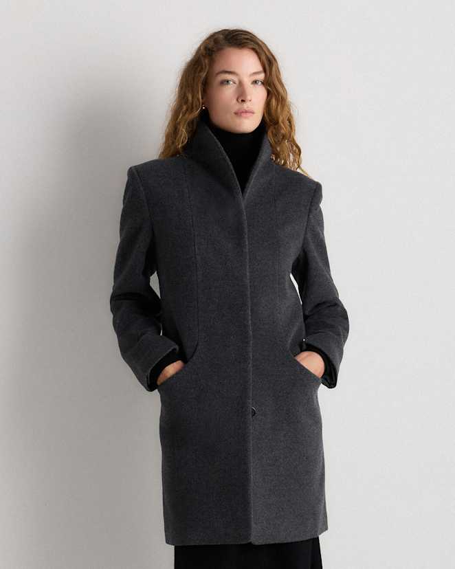 Heather Charcoal Wool Cashmere Cocoon Coat