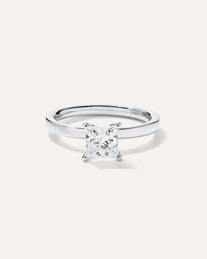 Platinum Lab Grown Diamond Princess Comfort Fit Engagement Ring - 1ct