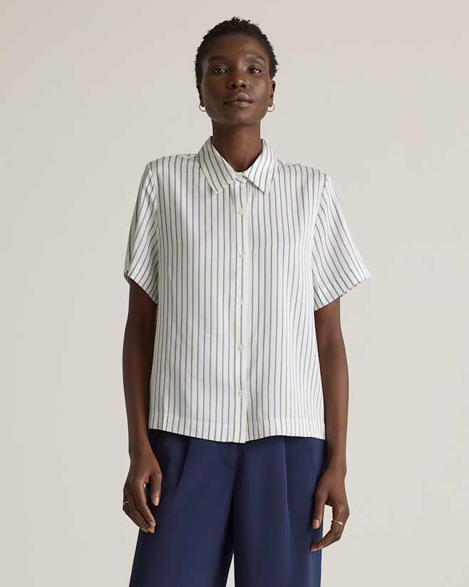 White Dove Washable Stretch Silk Short Sleeve Blouse
