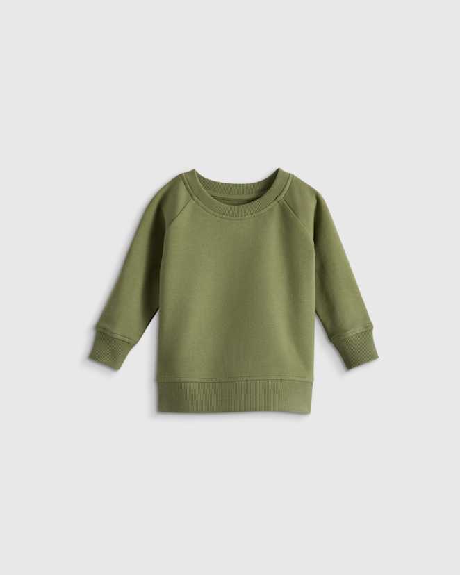 Olive Green Organic Cotton French Terry Crew Neck Sweatshirt