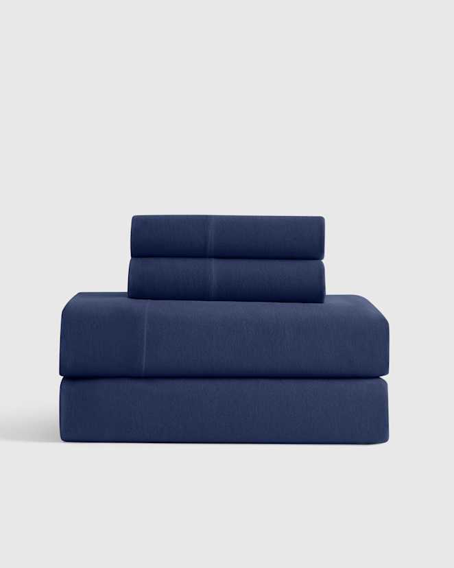 Navy Organic Jersey Sheet Set