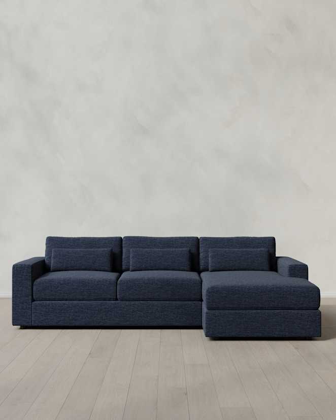 Ink Ashford Deep Seat Chaise Sectional in Performance Chenille Linen Blend