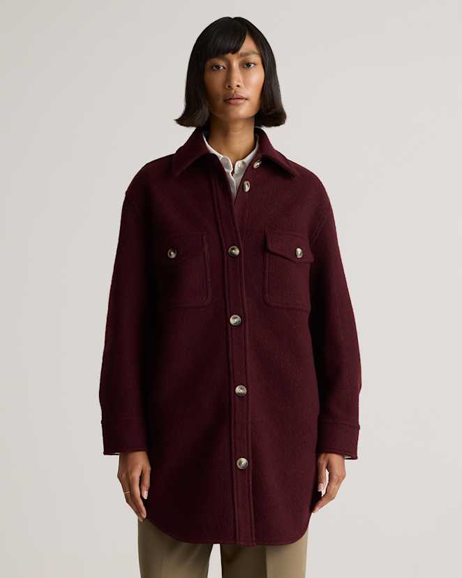 Mulled Wine 100% Merino Wool Long Shirt Jacket
