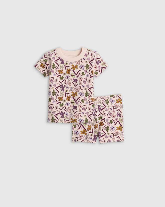Butterfly Floral 100% Organic Cotton Short Sleeve and Shorts Pajama Set