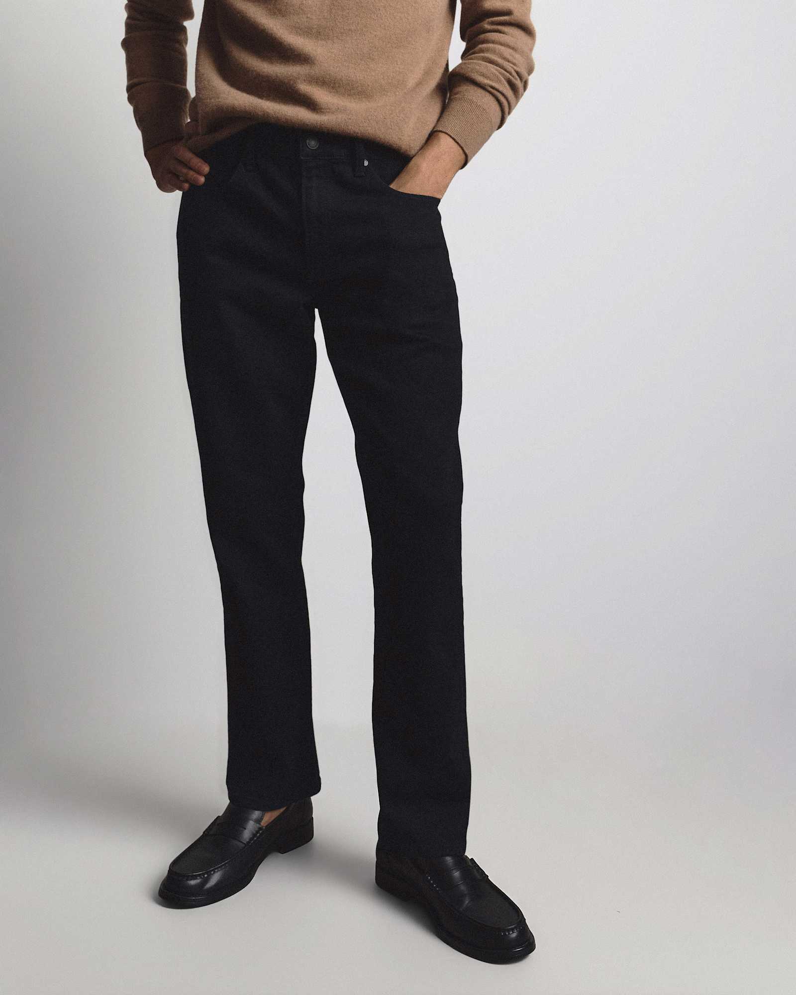 black Warren Stretch Straight Jeans
