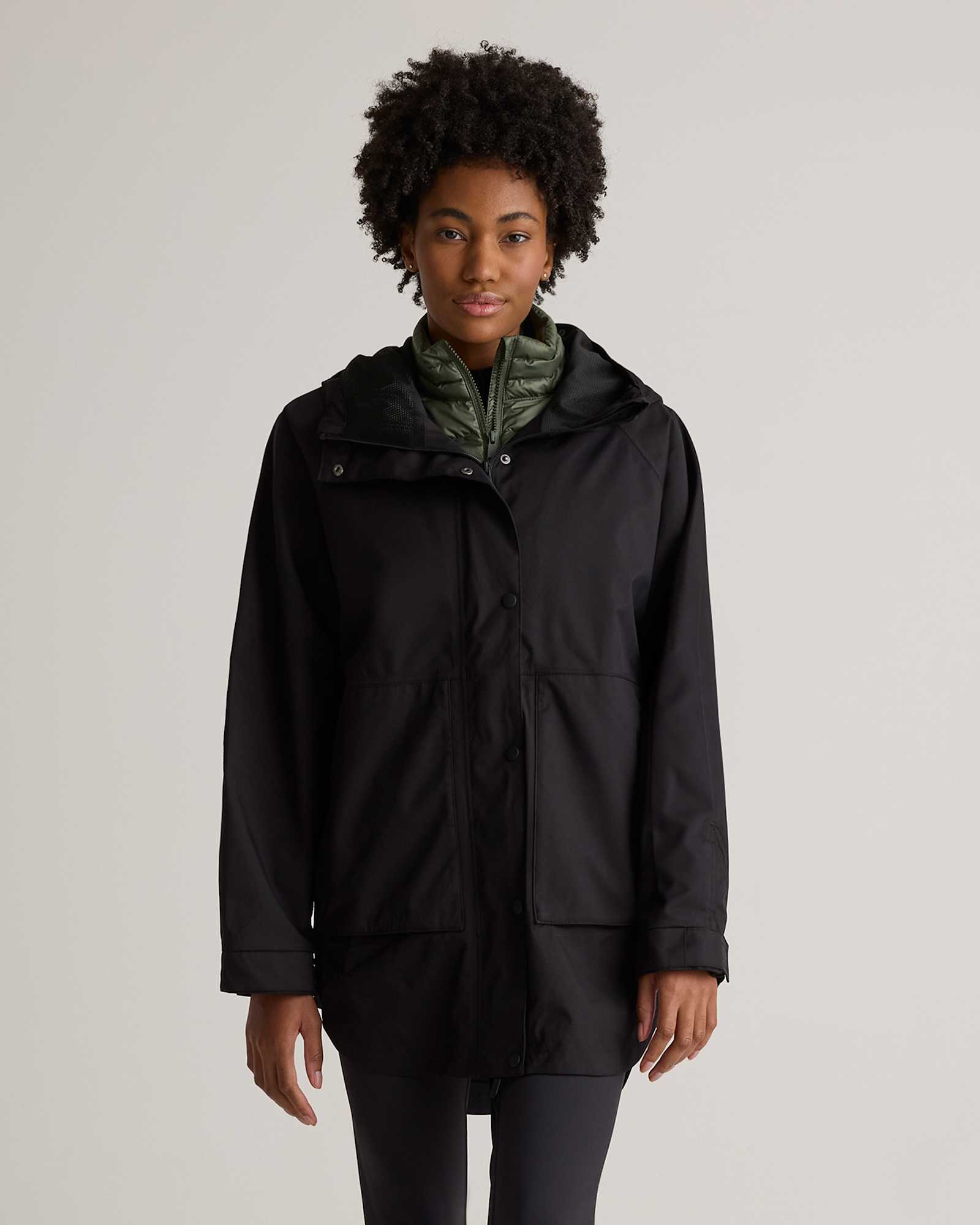 true-black Weather Proof Oversized Rain Jacket