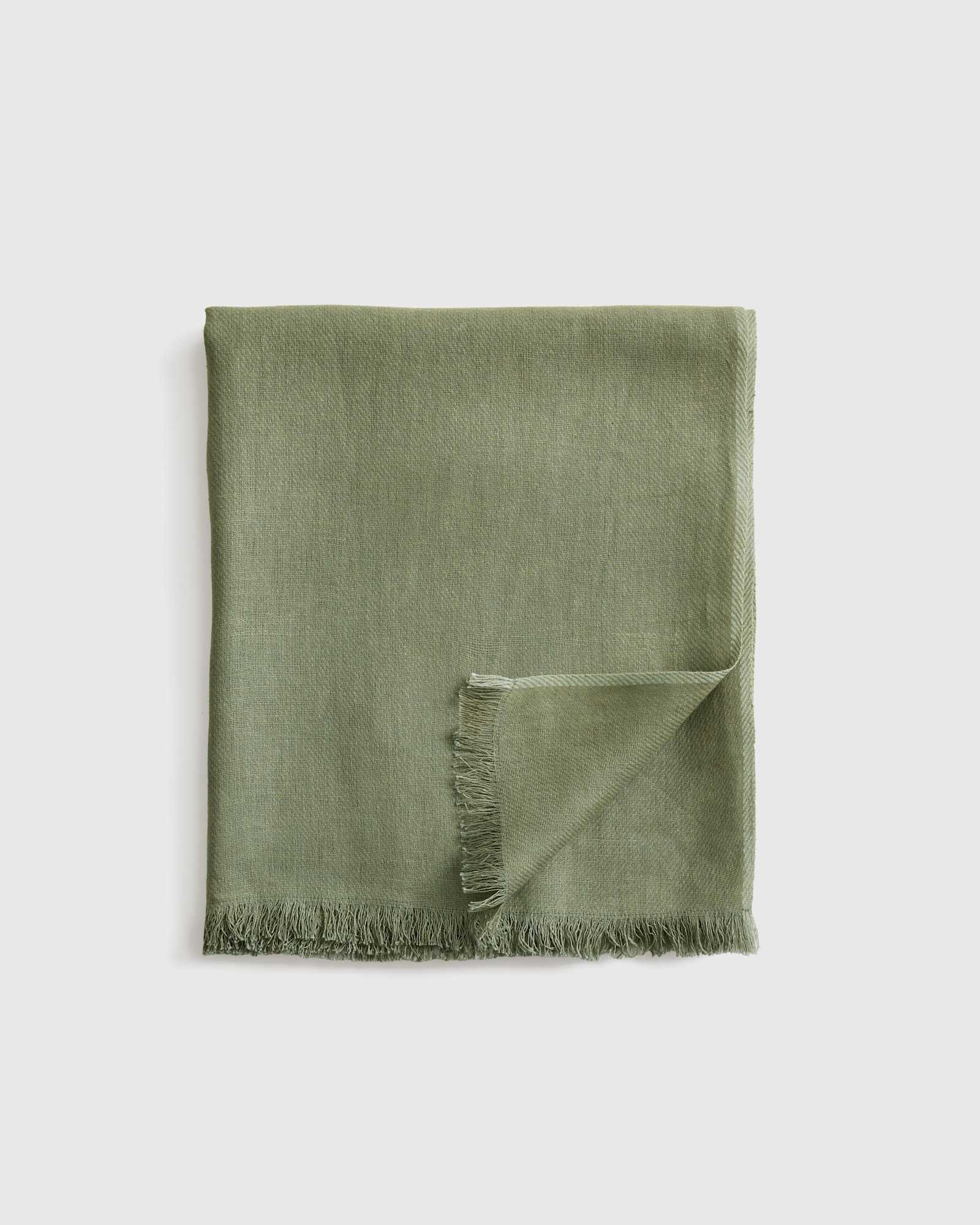 olive-meadow Lightweight European Linen Throw