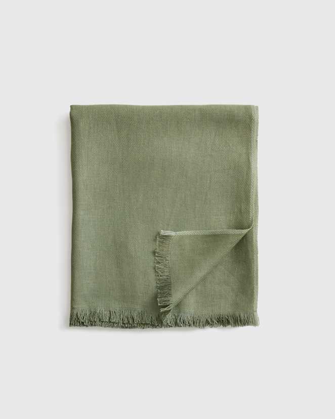 Olive Meadow Lightweight European Linen Throw