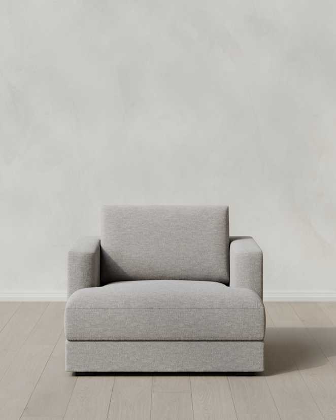 Fog Sierra Curved Arm Accent Chair in Performance Basketweave