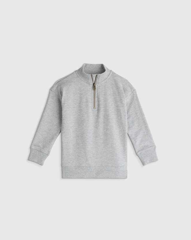 Heather Grey Organic Cotton French Terry Quarter-Zip