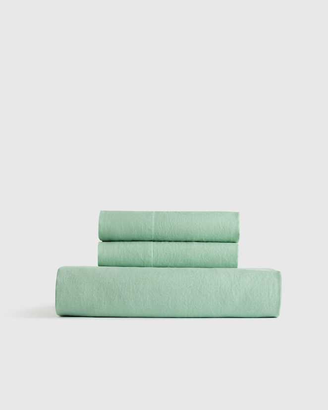 Jade European Linen Fitted Sheet Set