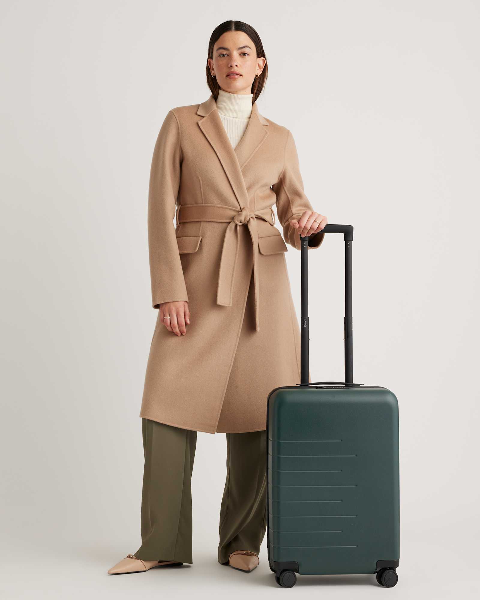 Dark Green Expandable Carry-On Suitcase