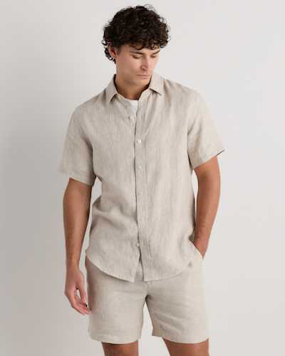 100% European Linen Relaxed Short Sleeve Shirt