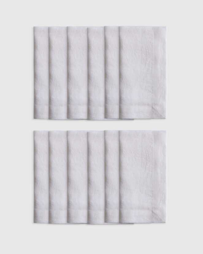 White European Linen Wide-Hem Napkins (Set of 12)