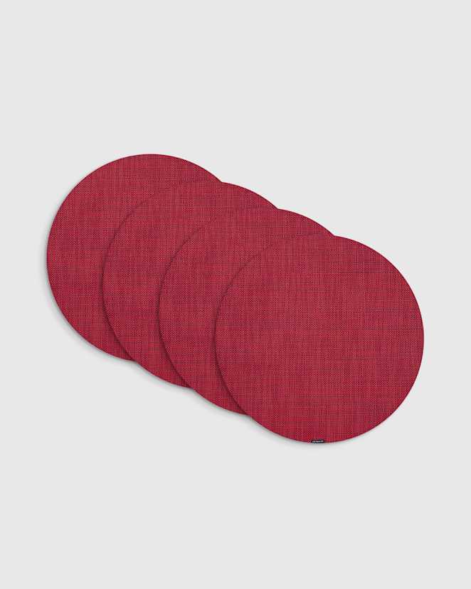 Scarlet Mini Basketweave Easy-Care Round Placemat, Set of 4 by Chilewich