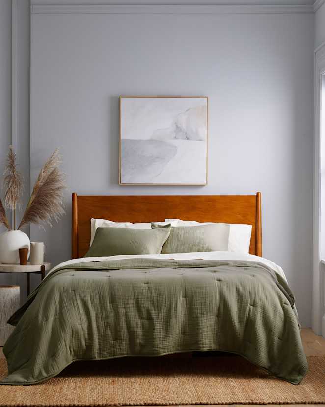 Olive Ensemble de courtepointe de rêve en gaze aérée biologique