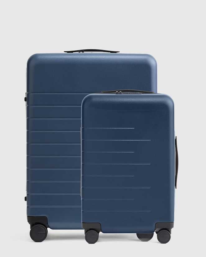 Navy Expandable Carry-On & Medium Check-In Suitcase Bundle