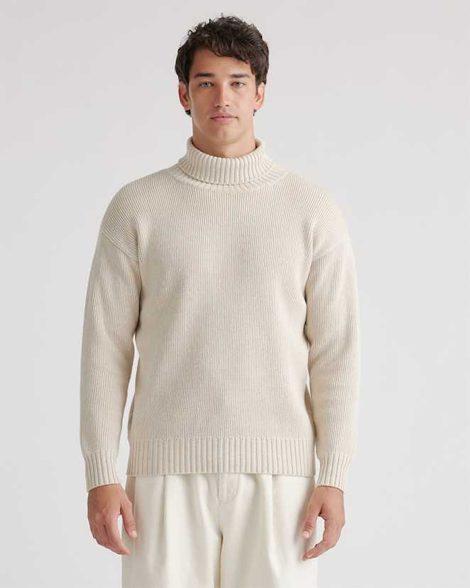 Speckled Beige 100% Organic Cotton Turtleneck Sweater
