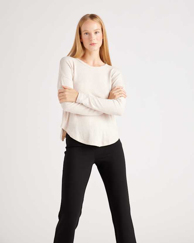 Heather Oatmeal Brushed Long Sleeve Lounge Tee
