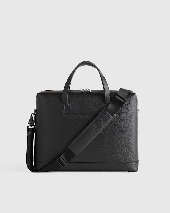 Black Excursion Italian Leather Slim Laptop Bag