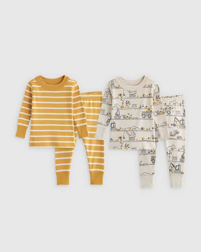 Construction Stripe 100% Organic Cotton Tight Fit Sleep 2-Pack