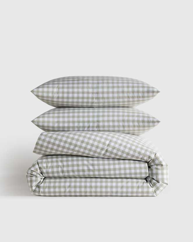 Willowleaf Organic Crisp Percale Gingham Duvet Cover Set