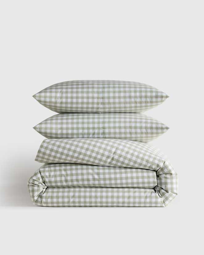Willowleaf Organic Crisp Percale Gingham Duvet Cover Set