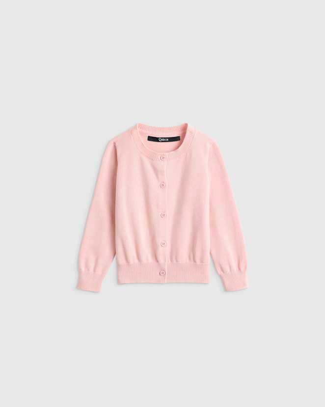 Silver Pink 100% Organic Cotton Crewneck Cardigan
