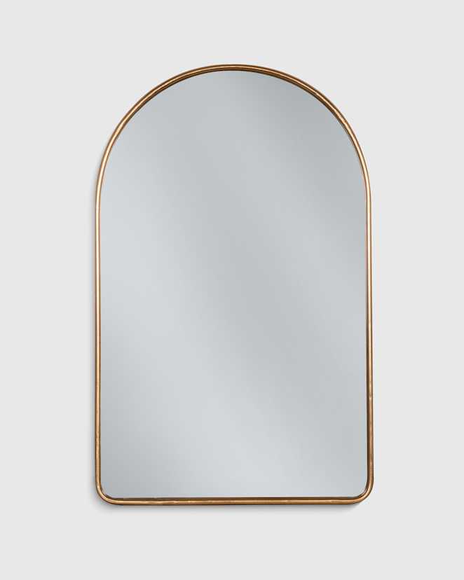 Gold Metal Frame Arched Metal Framed Wall Mirror