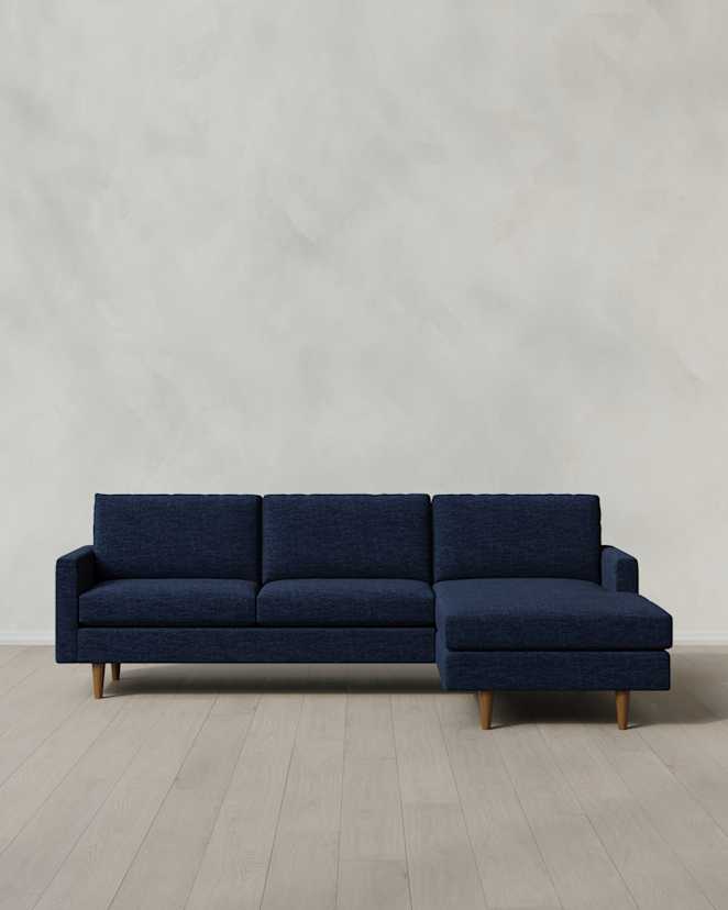 Ink Atlas Midcentury Chaise Sectional in Performance Chenille Linen Blend