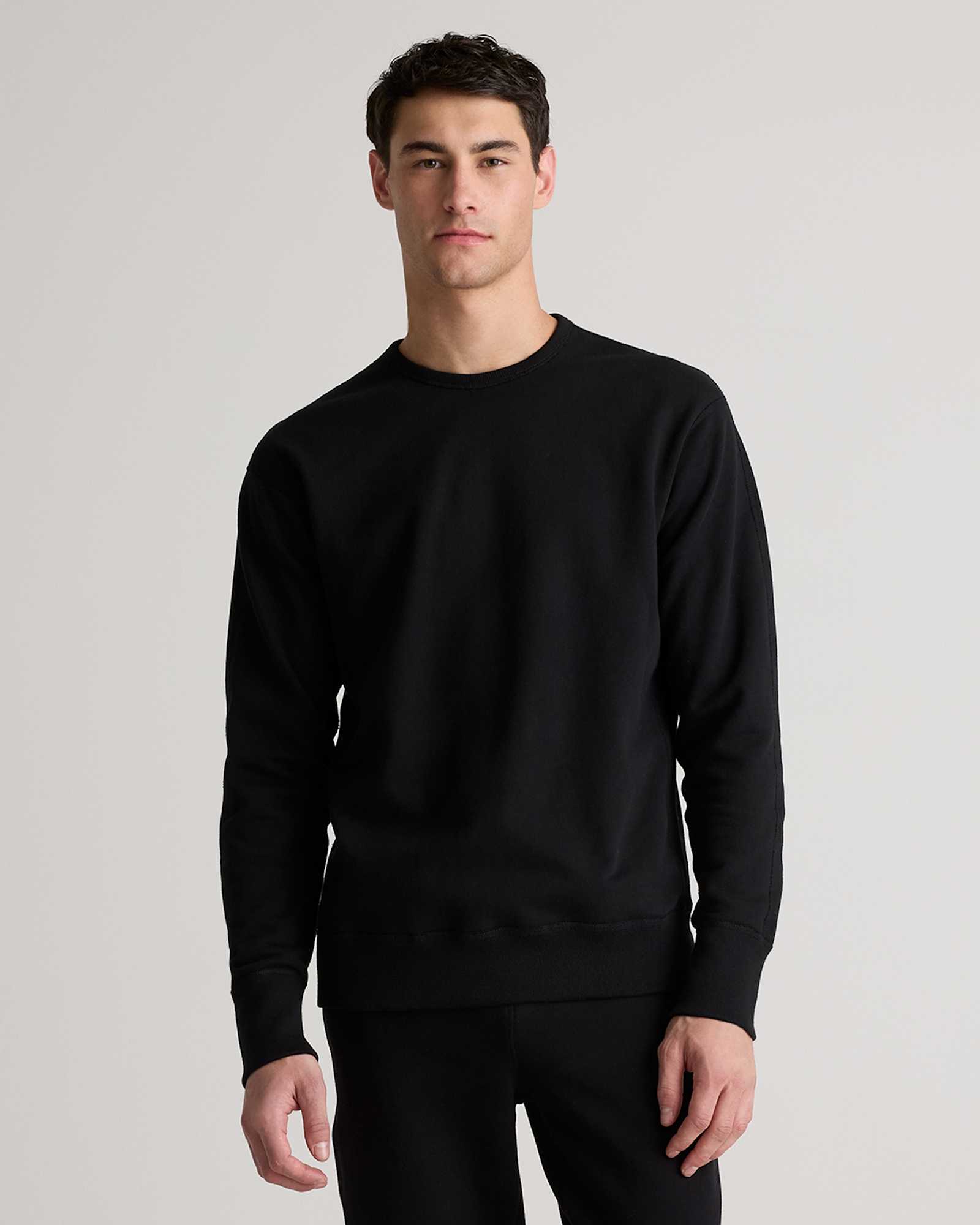 Bold Black Organic Midweight French Terry Crewneck